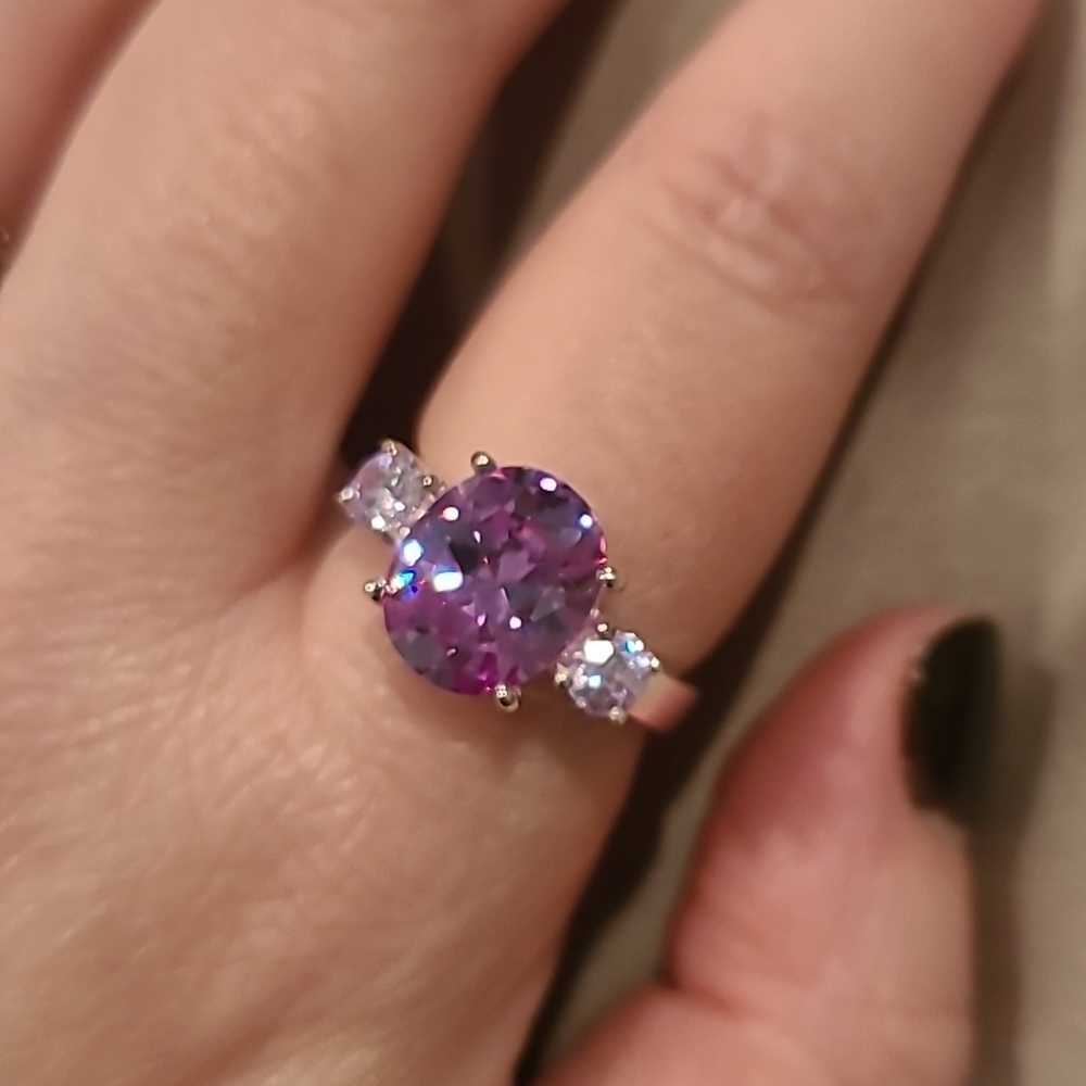 Cubic zirconia sterling silver ring